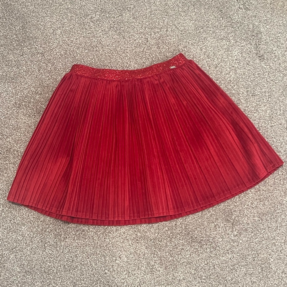 Mayoral Vibrant Red Pleated and velvet Skirt